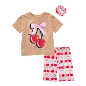 Freestyle Girls  3Pc Mon Cheri Bike Short Set, Brown